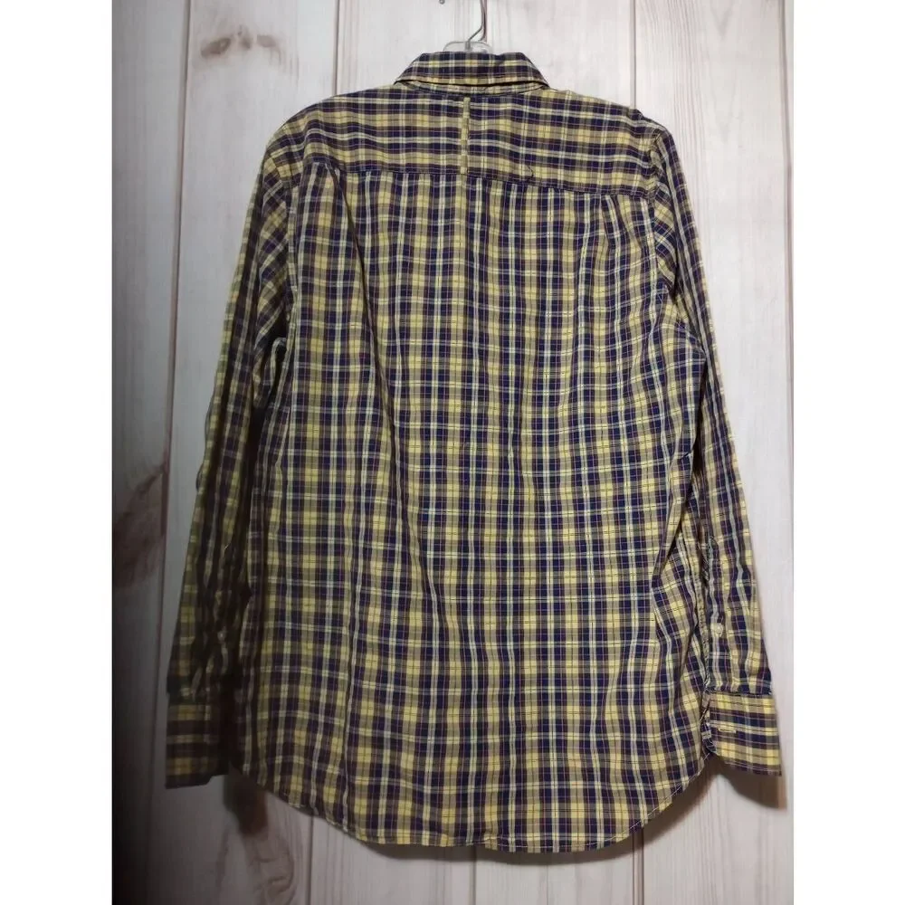 Banana Republic Shirt Men's Large‎ Yellow Blue Button Front Long Sleeve